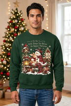 Male model wearing the Christmas Memories sweatshirt