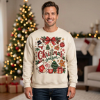 Male model wearing the Christmas season sweatshirt