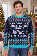 Male model wearing the Christmas sweater