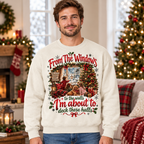 Male model wearing the Christmas sweatshirt