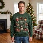 Male model wearing the Christmas sweatshirt