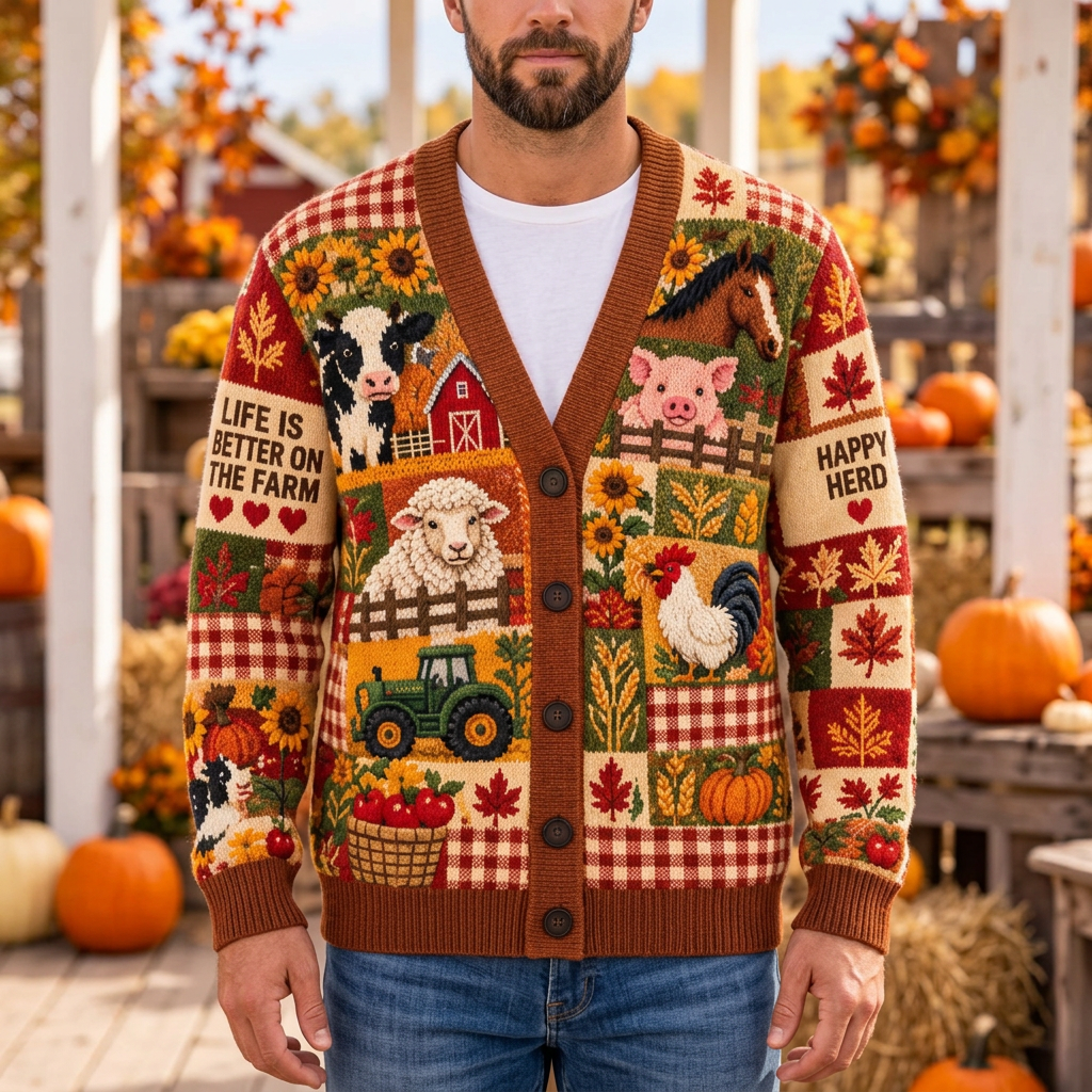 Male model wearing the farmhouse cardigan