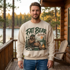Male model wearing the Fat Bear Week sweatshirt
