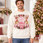 Male model wearing the Giddy Up holiday sweatshirt