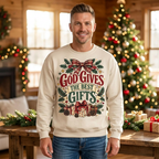 Male model wearing the God Gives the Best Gifts sweatshirt