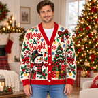 Male model wearing the Merry & Bright cardigan