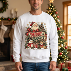 Male model wearing the Merry & Bright sweatshirt