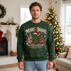 Male model wearing the Merry & Bright sweatshirt
