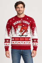 Male model wearing the Merry Vibes Christmas sweater