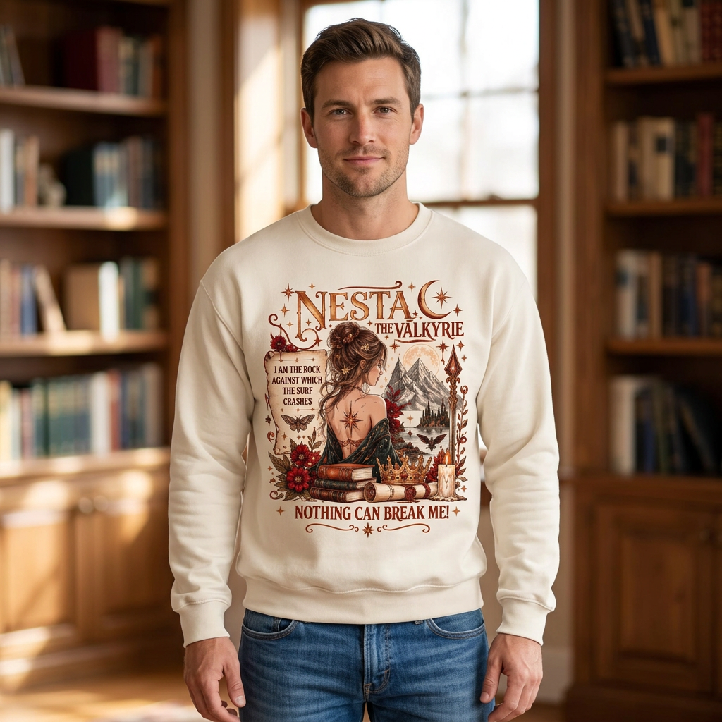 Male model wearing the Nesta Valkyrie sweatshirt