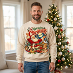 Male model wearing The Night Before Christmas sweatshirt