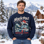 Male model wearing the North Pole National Park sweatshirt