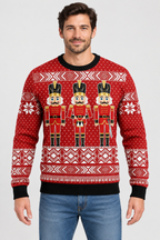 Male model wearing the nutcracker Christmas sweater