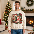 Male model wearing the Nutcracker Christmas sweatshirt