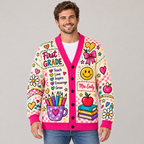 Male model wearing the teacher cardigan