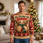 Male model wearing the ’Tis the Season Christmas sweater