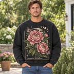Male model wearing the vintage peony sweatshirt
