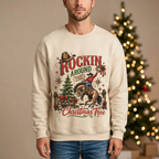 Male model wearing the Western Christmas sweatshirt