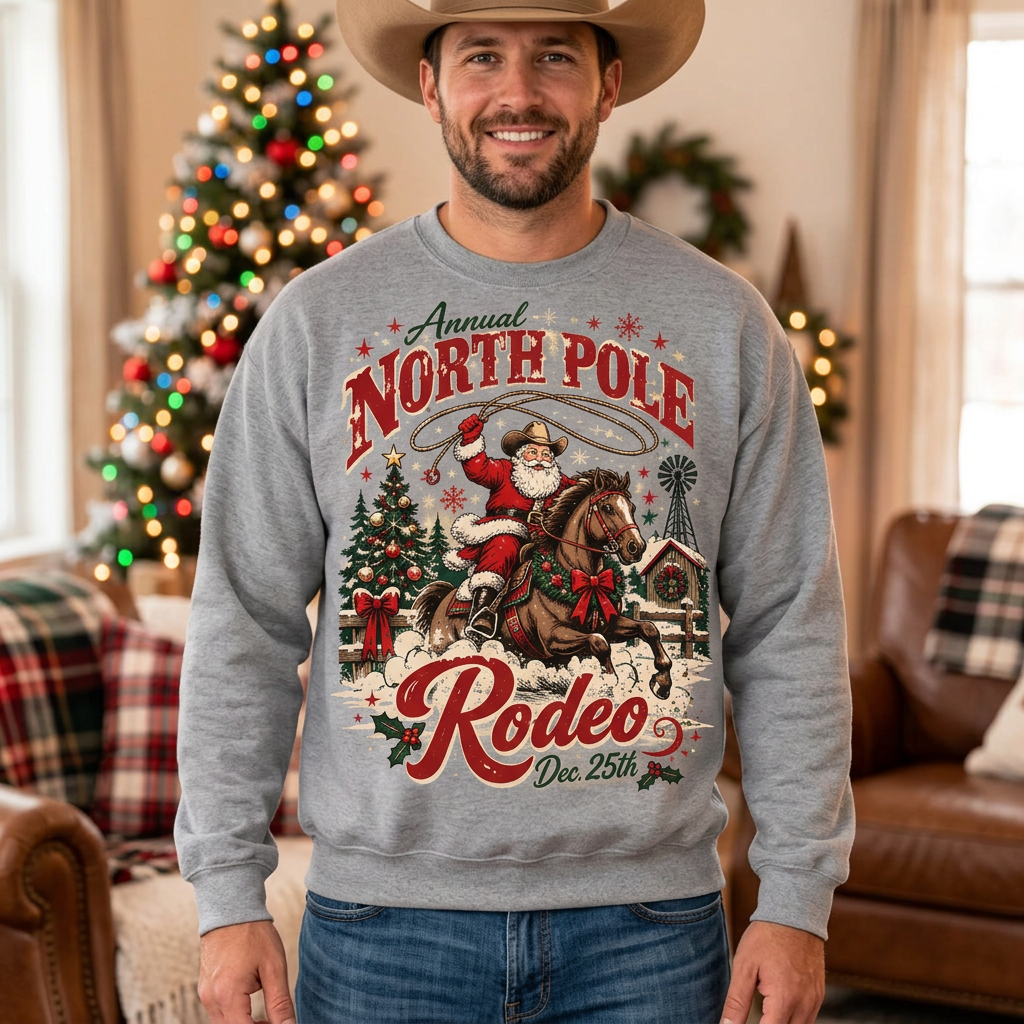 Male North Pole Rodeo sweatshirt mockup