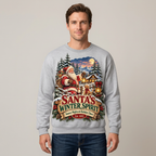 Male US model wearing the Santa’s Winter Spirit sweatshirt