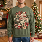 Male vintage Christmas postcard sweatshirt mockup