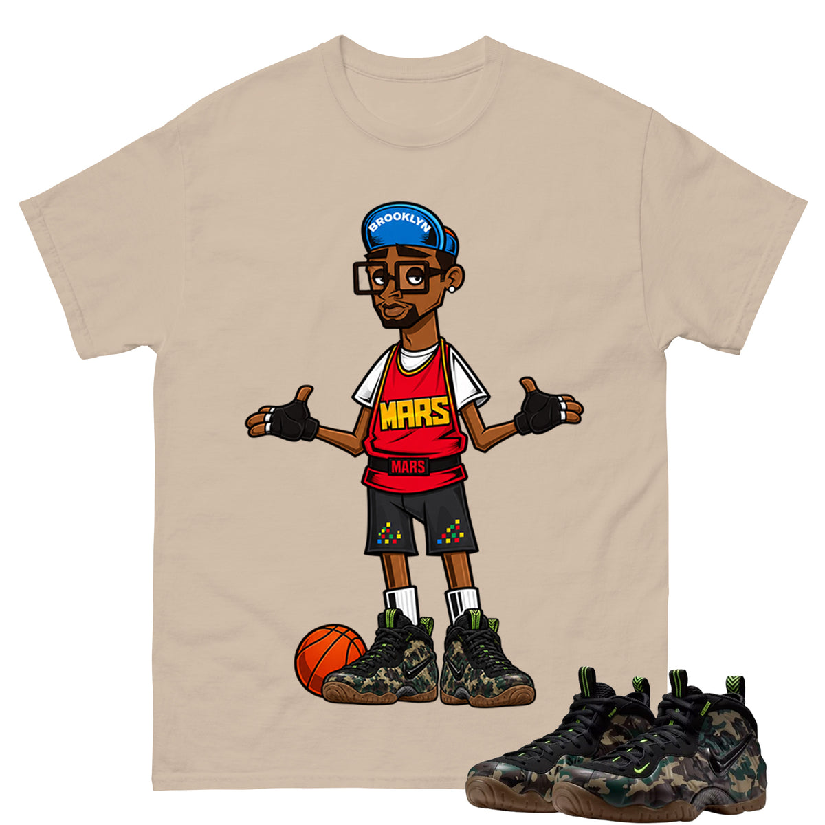 Mars Blackmon Shirt To Match Air Foamposite Pro Black Camo Unisex Cotton Graphic Tee
