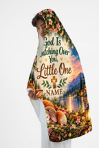 Mockup chăn có mũ God Is Watching Over You, Little One