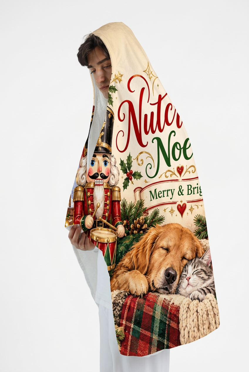 Mockup chăn có mũ Nutcracker Noel