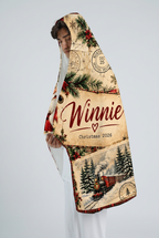 Mockup chăn có mũ Vintage Christmas Postcard
