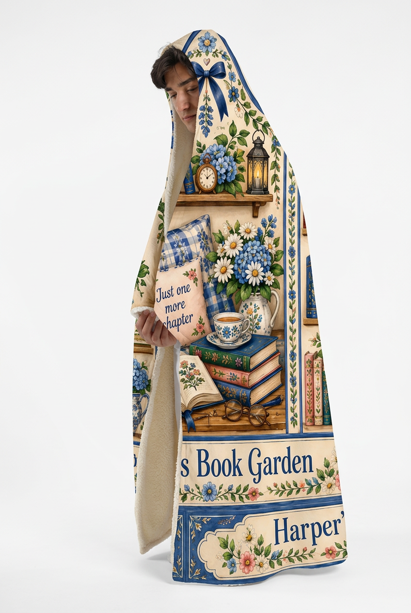 Mockup chăn Harper’s Book Garden