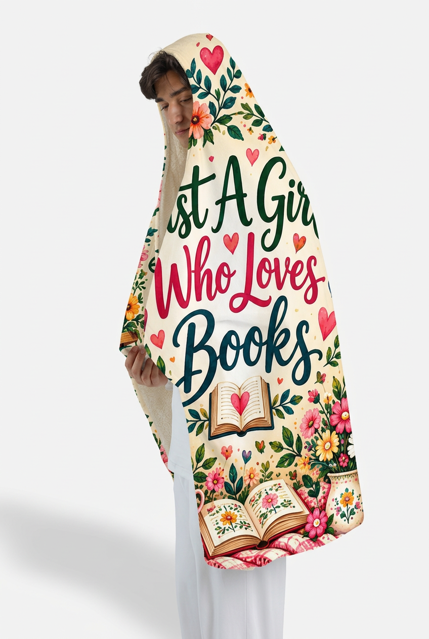 Mockup chăn Just A Girl Who Loves Books