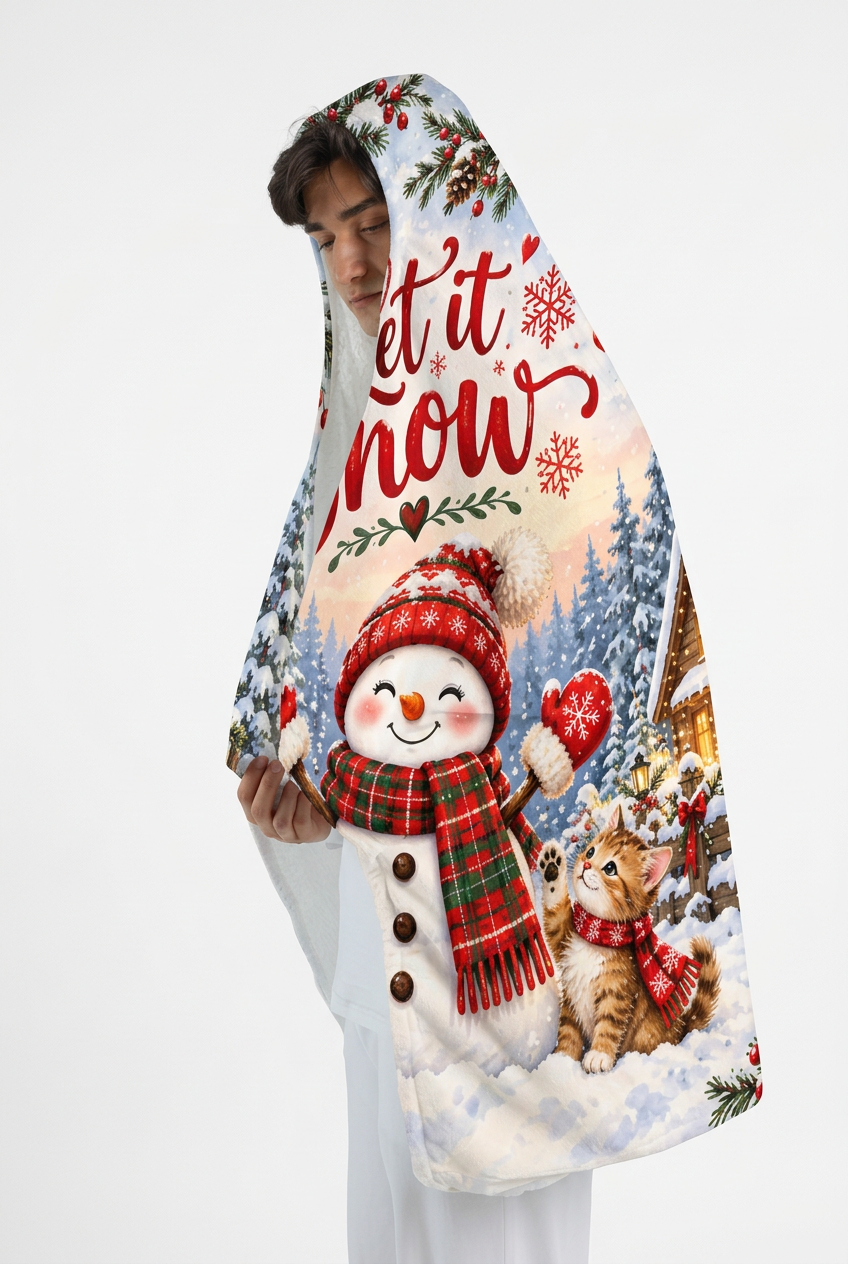 Mockup chăn trùm đầu Let it Snow