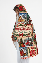 Mockup chăn trùm đầu patchwork Merry Christmas