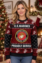 Mockup mẫu nữ mặc áo U.S. Marines Proudly Served