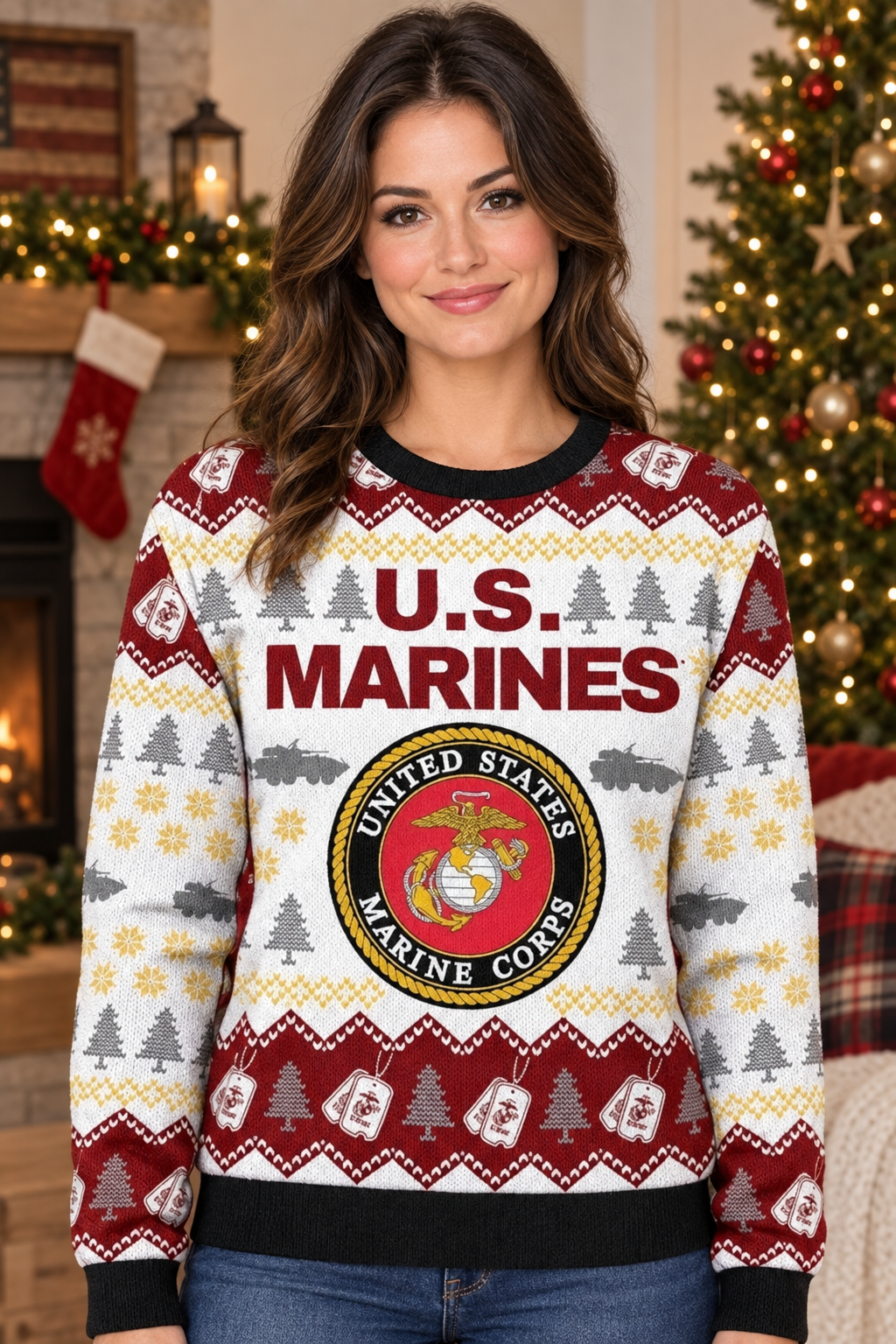 Mockup mẫu nữ mặc áo U.S. Marines