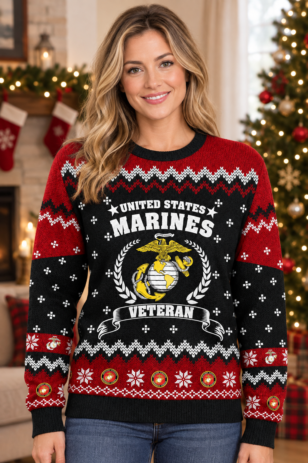 Mockup mẫu nữ mặc áo United States Marines