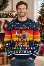 Mockup mẫu nam mặc áo Coolest Turkey At The Table