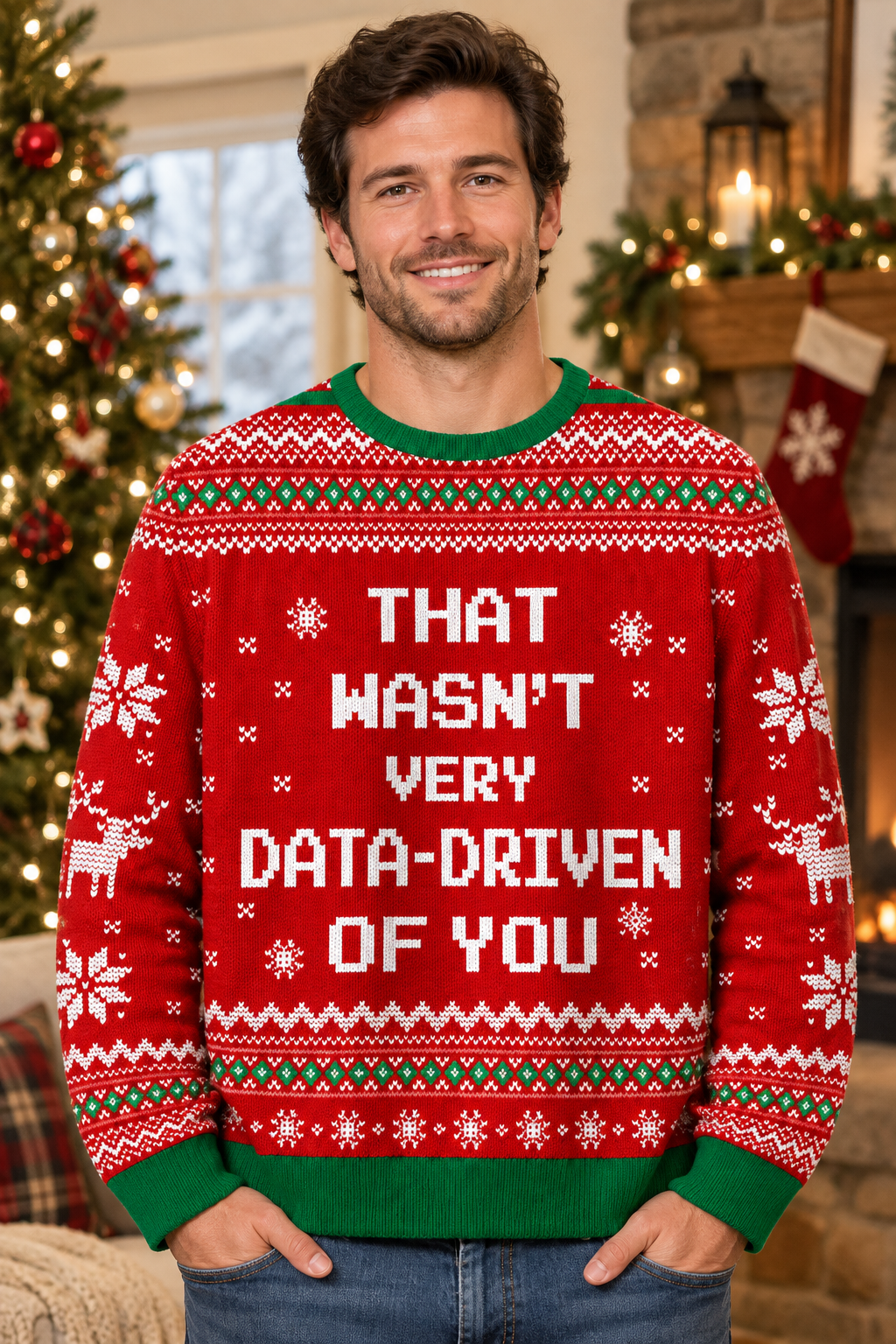 Mockup mẫu nam mặc áo Data Driven
