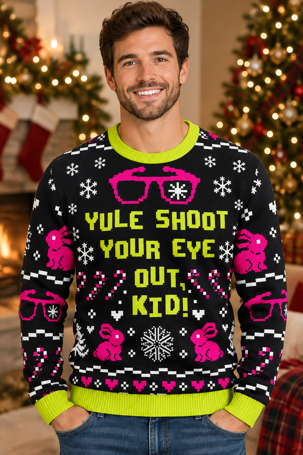 Mockup mẫu nam mặc áo sweatshirt Giáng sinh
