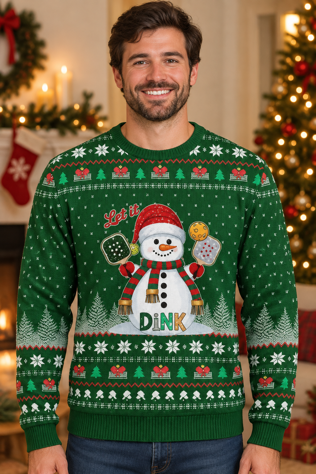Mockup nam mặc áo len Snowman Pickleball