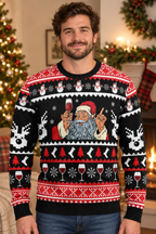 Mockup nam người Mỹ mặc áo sweater Giáng sinh