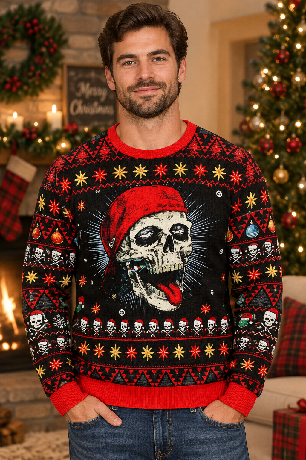 Nam mặc áo Skull Santa
