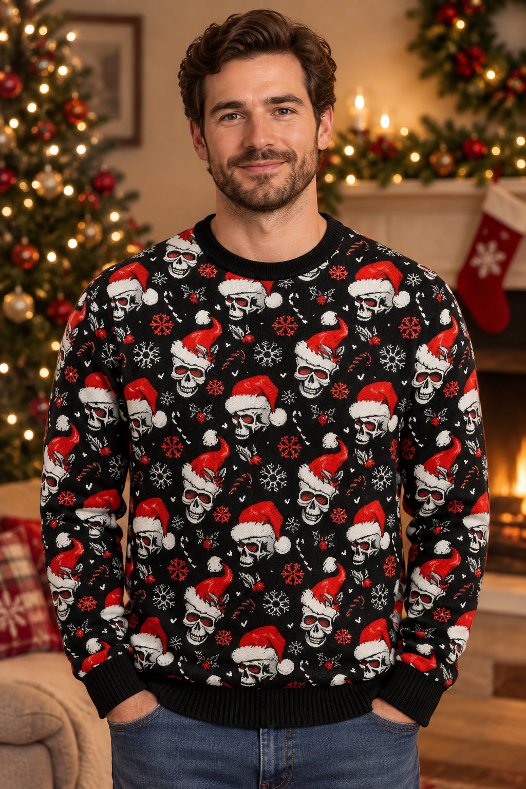 Nam mặc áo Skull Santa