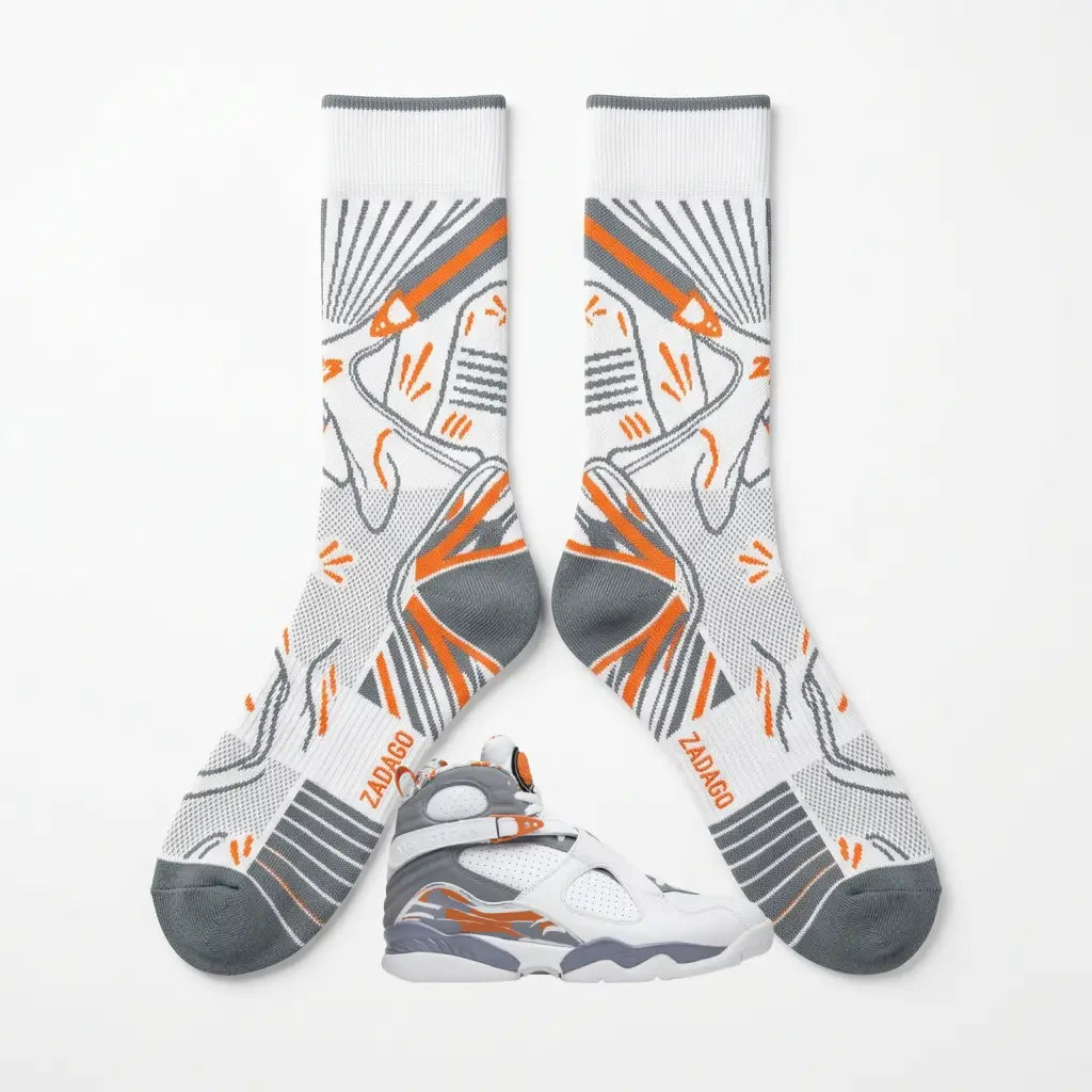 Orange Blaze Sneaker Match Socks – Air Jordan 8 Retro Inspired Mid-Cut Crew Socks