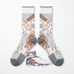 Orange Blaze Sneaker Match Socks – Air Jordan 8 Retro Inspired Mid-Cut Crew Socks