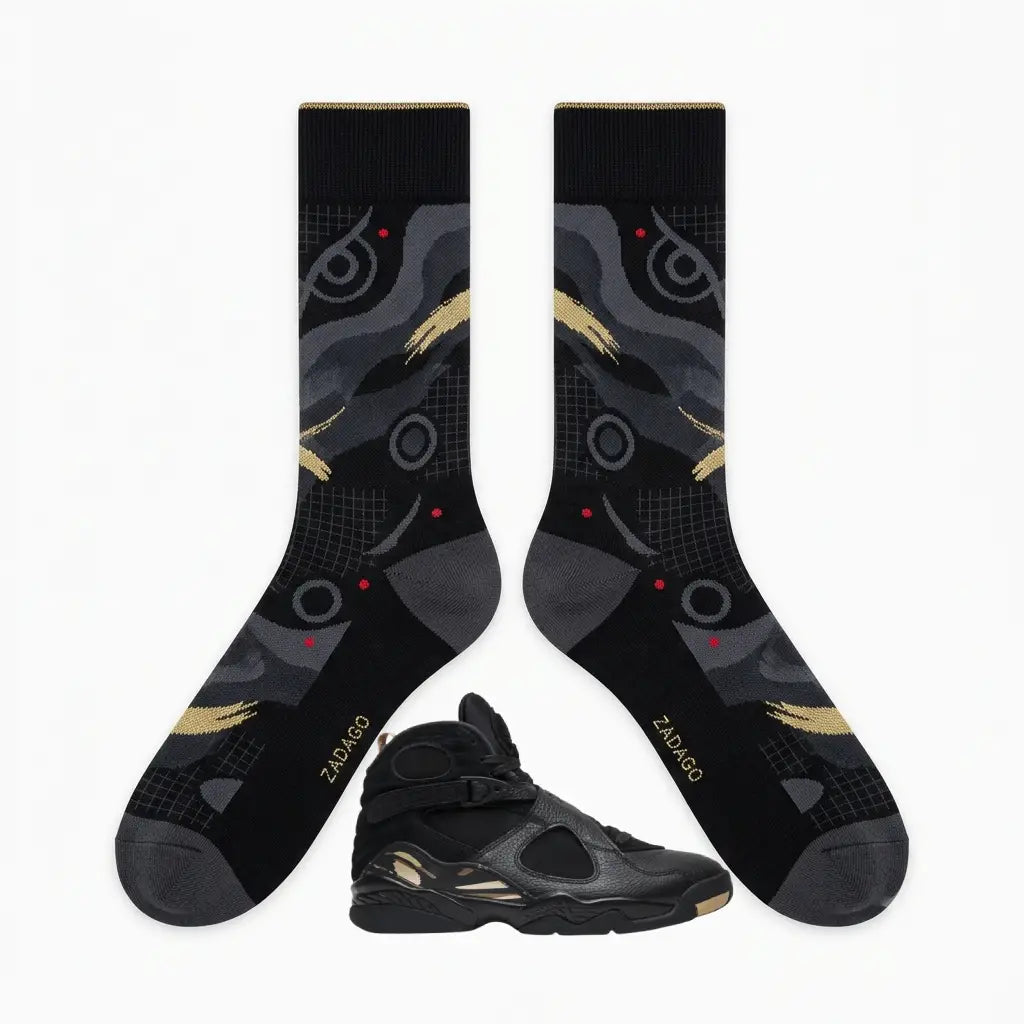 OVO Black Sneaker Match Socks – Air Jordan 8 Retro Inspired Mid-Calf Crew Socks