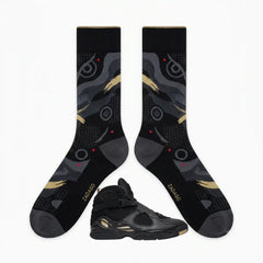 OVO Black Sneaker Match Socks – Air Jordan 8 Retro Inspired Mid-Calf Crew Socks