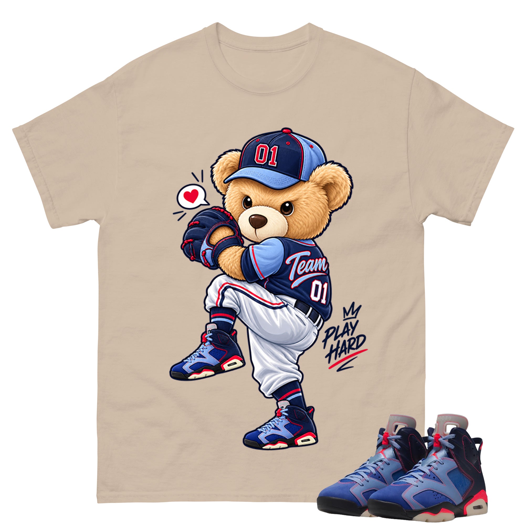 Play Hard Shirt To Match Air Jordan 6 x Awake NY Midnight Navy Unisex Cotton Graphic Tee