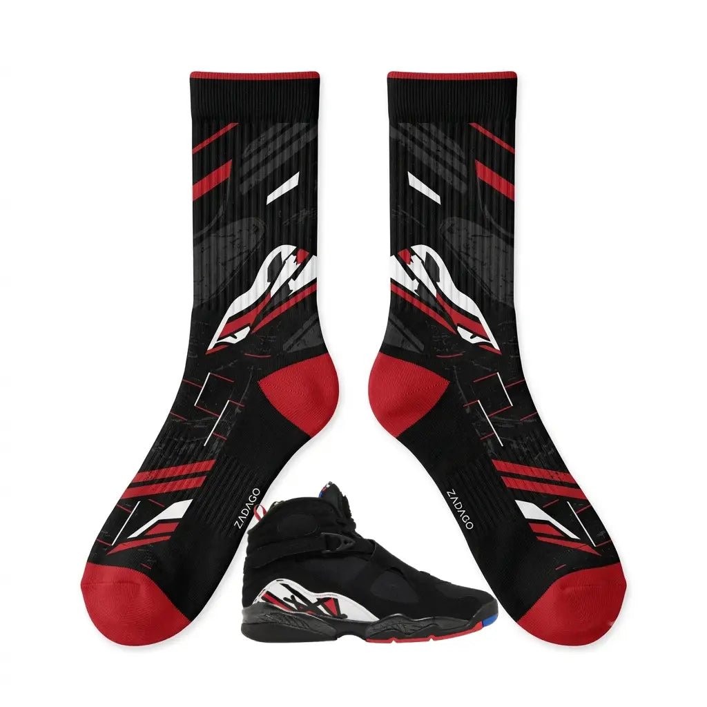 Playoff 2023 Sneaker Match Socks – Air Jordan 8 Retro Inspired Mid-Calf Crew Socks