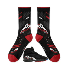 Playoff 2023 Sneaker Match Socks – Air Jordan 8 Retro Inspired Mid-Calf Crew Socks
